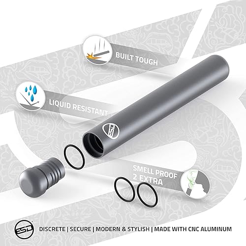 Miniatura 10 de Tubo de almacenamiento de metal para cigarrillos, rojo, se adapta a conos de tamaño King y 1-14, contiene olores, impermeable, minimalista y