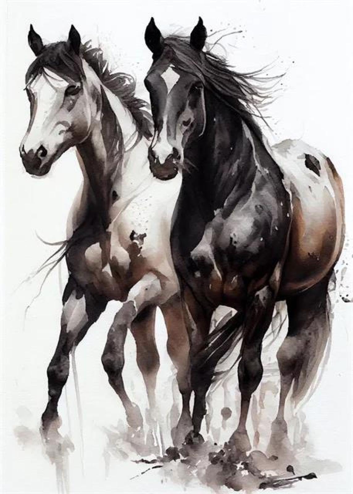SHINERING Abstract Watercolor Horse Animal Canvas Painting Posters Print Wall Art Picture Living Room Decor A2 40X50Cm Unframed