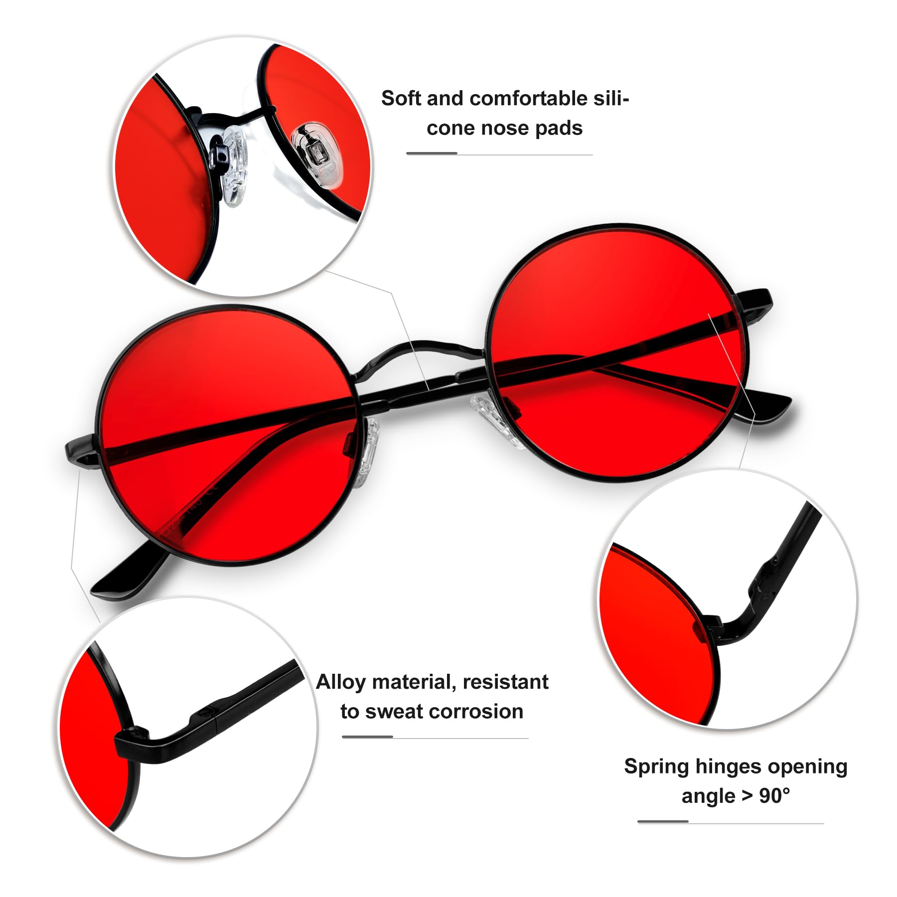 KANASTAL Occhiali da Sole Rotondi Uomo Donna Polarizzati UV400 Occhiali Tondi Cerchio Vintage Retrò in Metallo Piccoli 46mm
