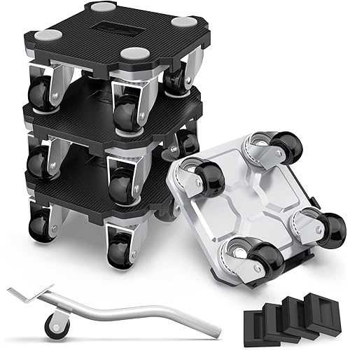 SPACEKEEPER Furniture Mover Dolly, Connectable Furniture Dollies 1280 Lbs Capacity Furniture Lifter Set with 360°Wheels, Moving Dolly Tools for Moving Heavy Furniture Refrigerator Sofa Cabinet, Black