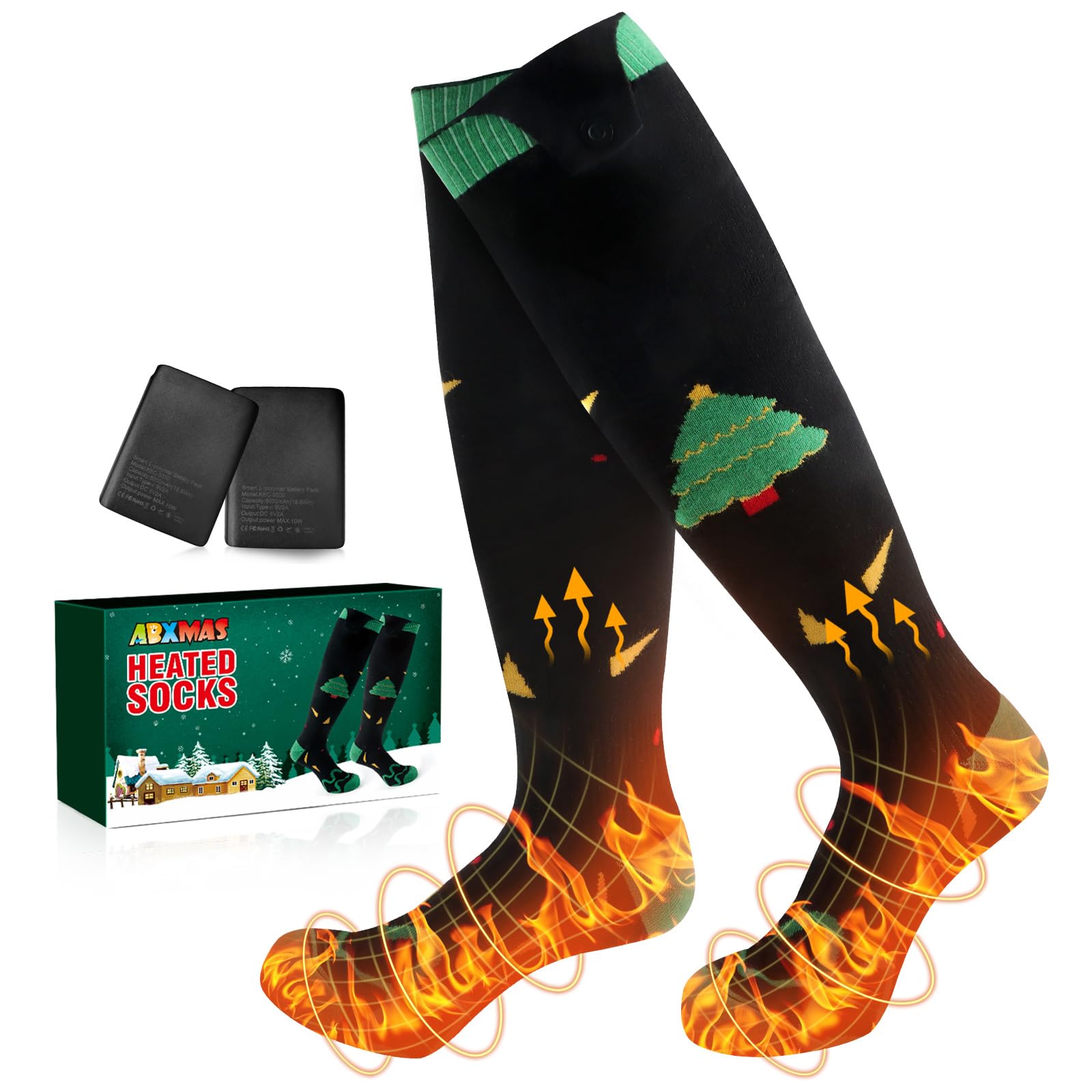 Beheizte Socken für Frauen 5000 mAh Batterie, Wiederaufladbare Heizsocken für Damen Herren Winter Skifahren Radfahren