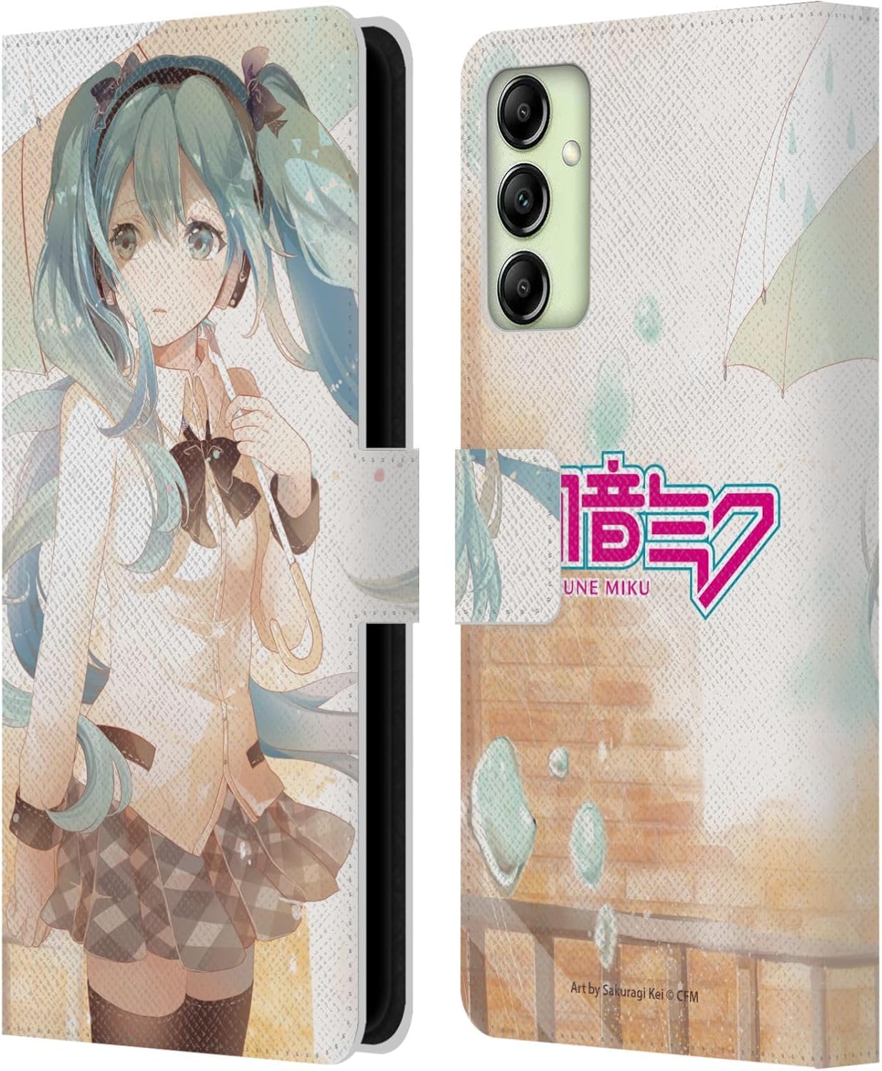 Head Case Designs Officially Licensed Hatsune Miku Cute Graphics Leather Wallet Case Compatible with Samsung Galaxy A14 5G