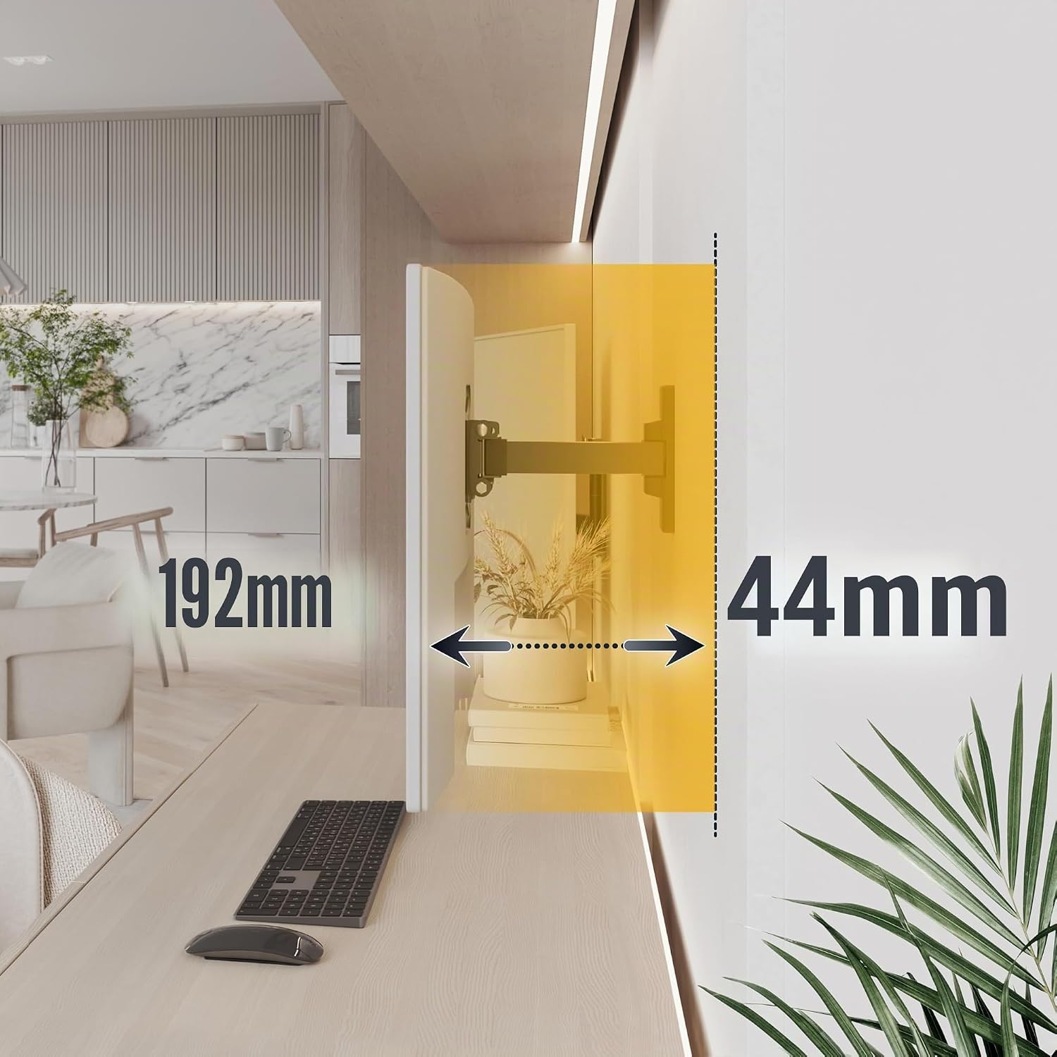 Monitor mounted on RICOO S7411 wall mount, showing maximum weight capacity of 20kg