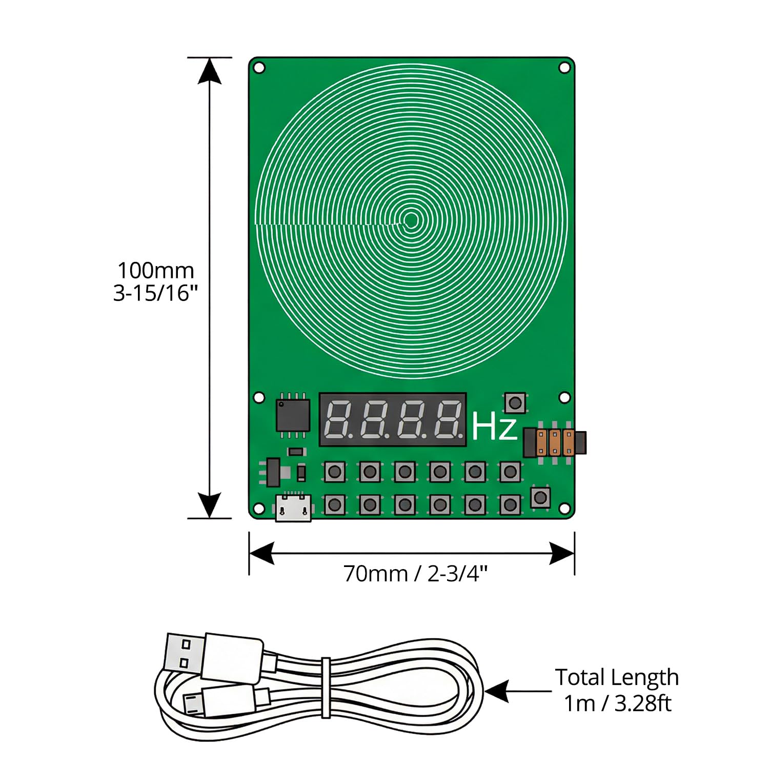 QWORK® Generator fal Schumanna 0,1Hz-100000Hz, regulowany generator fal sinusoidalnych 7,83Hz z cyfrowym wyświetlaczem, do snu, koncentracji i medytacji