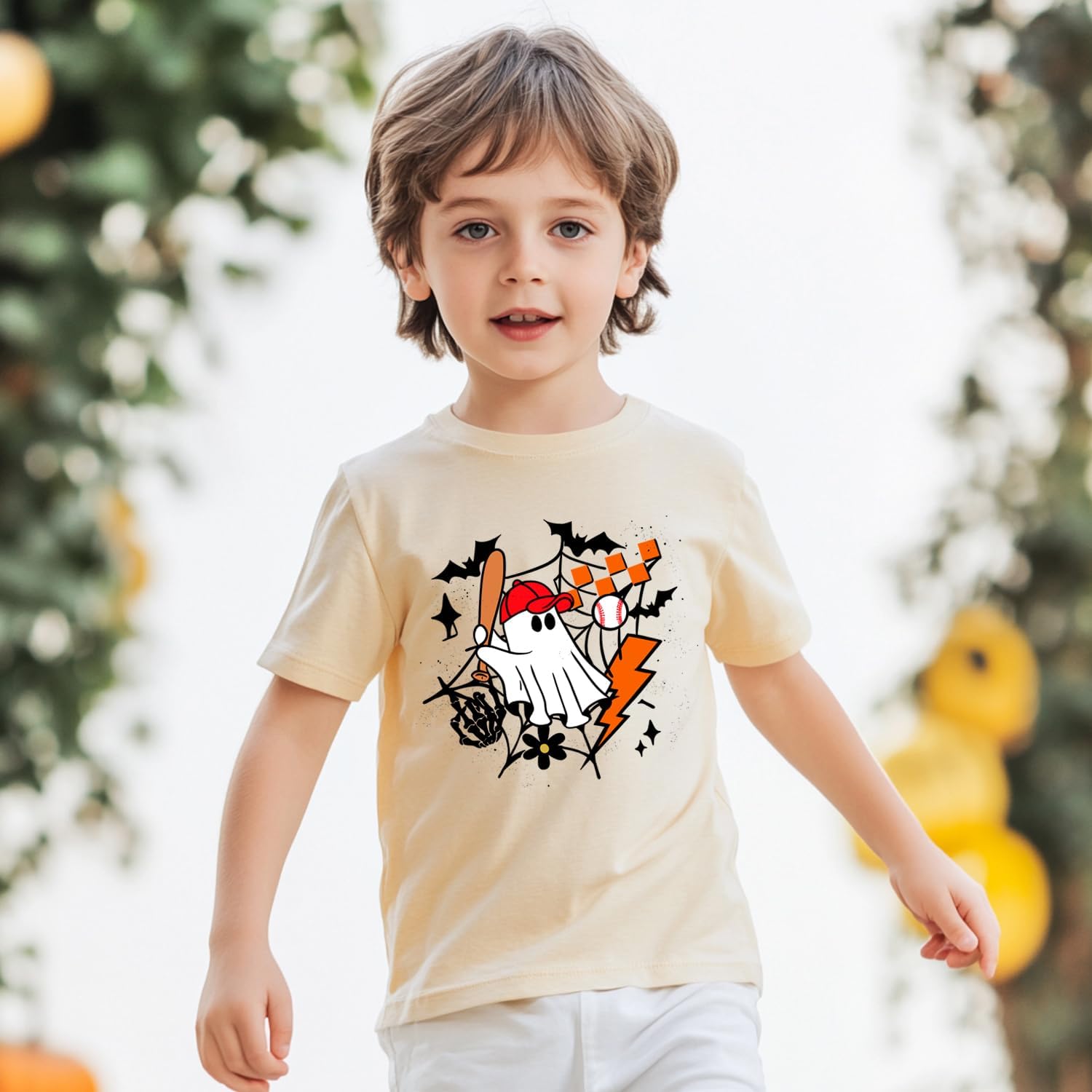 Halloween Shirts for Kids Toddler Pumpkin Face Ghost Skeleton Cotton Tshirt Clothes 2-7 Years - Image 5
