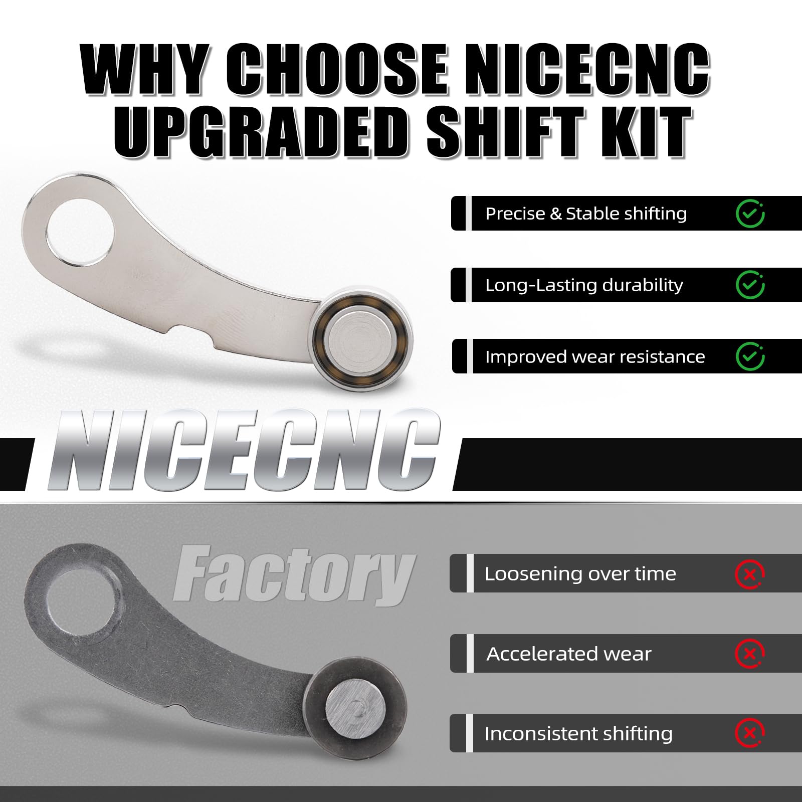 NICECNC Hochleistungs-Schaltsatz, kompatibel mit KTM 690 Enduro/R 2008–2025, 690 Duke/R 2008–2018, kompatibel mit Husqvarna 701 Enduro/Supermoto 2016–2025, Siehe Ausstattung