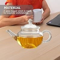 Vista 9 de Tetera de vidrio suelta tetera infusor de vidrio con colador de 8.5 fl oz, tetera transparente segura para estufa, calentador de té de vidrio