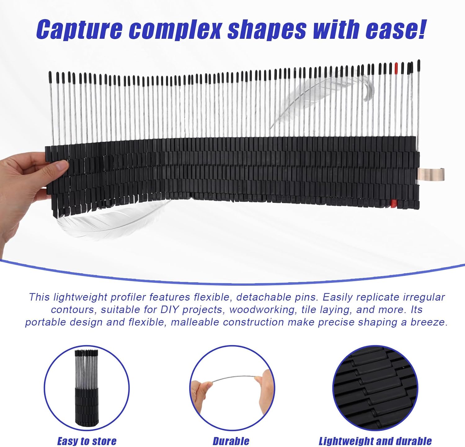 Multi-Surface Pipe Profiling Tool, Portable and Foldable Coping Pipe Cutting Template & Shaped Duplicator for Tiles Floors DIY & Professional Plumbing Measuring Suitable for 0-15.2cm/0-6in Pipes