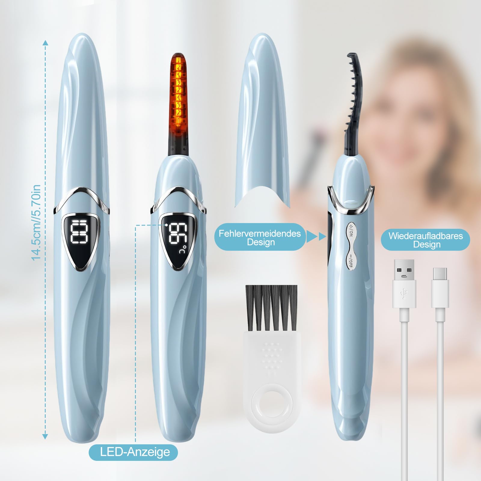 Heated Wimpern Curler Wimpernzange beheizbar, runpeak S600 beheizbare Wimpernzange mit präziser Temperaturregelung, Verbrühungsschutz & Auto-Off für langanhaltenden natürlichen Schwung