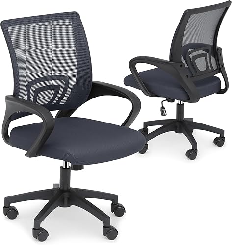 Miniatura 14 de Athena Collection Silla de oficina para computadora, silla de escritorio ergonómica con ruedas rodantes, soporte de espalda de malla y altura Negro