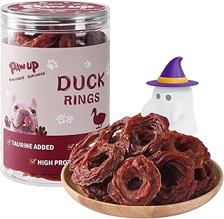 PAWUP Duck Jerky Rings Dog Treats, Natural Dog Duck Jerky Treats w/Taurine, High Protein Snacks for Small Medium Large Dogs, 12.5 oz