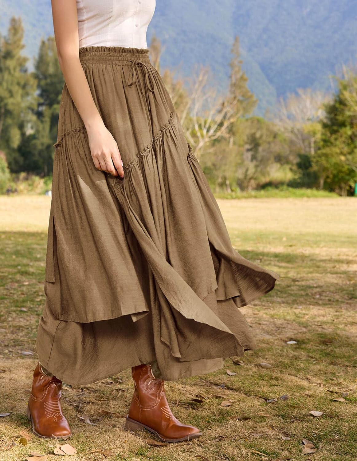 Scarlet Darkness Long Skirts for Women Renaissance Costume Pirate Maxi Skirt Plus Size with Pockets - Image 8