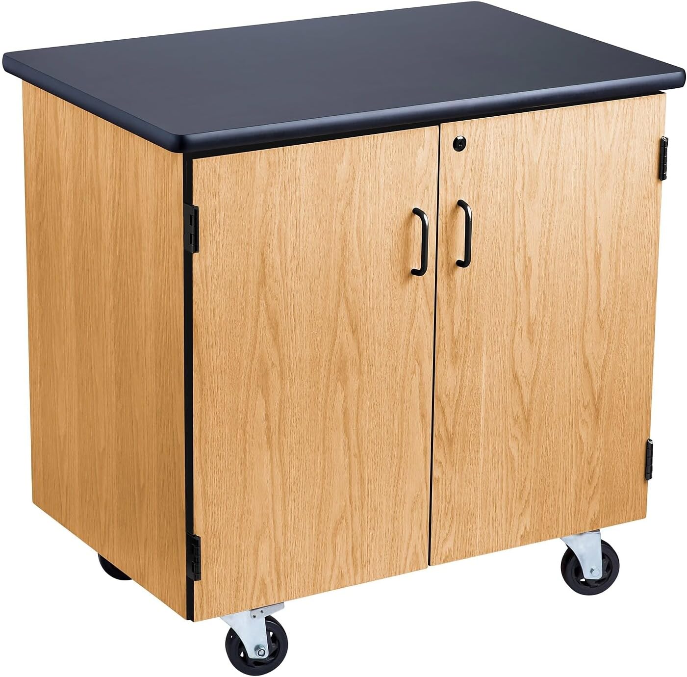 National Public Seating High Pressure Laminated Top Science Lab Mobile Storage Cabinet with Swivel Casters, Black Top