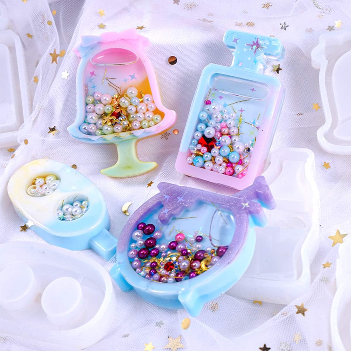 iSuperb 10pcs Shaker Resin Silicone Model and 5pcs Plastic Seal Film Resin Clear Protective Sheet for Animal Silicone Shaker Models DIY Jewelry Making Pendant Keychain