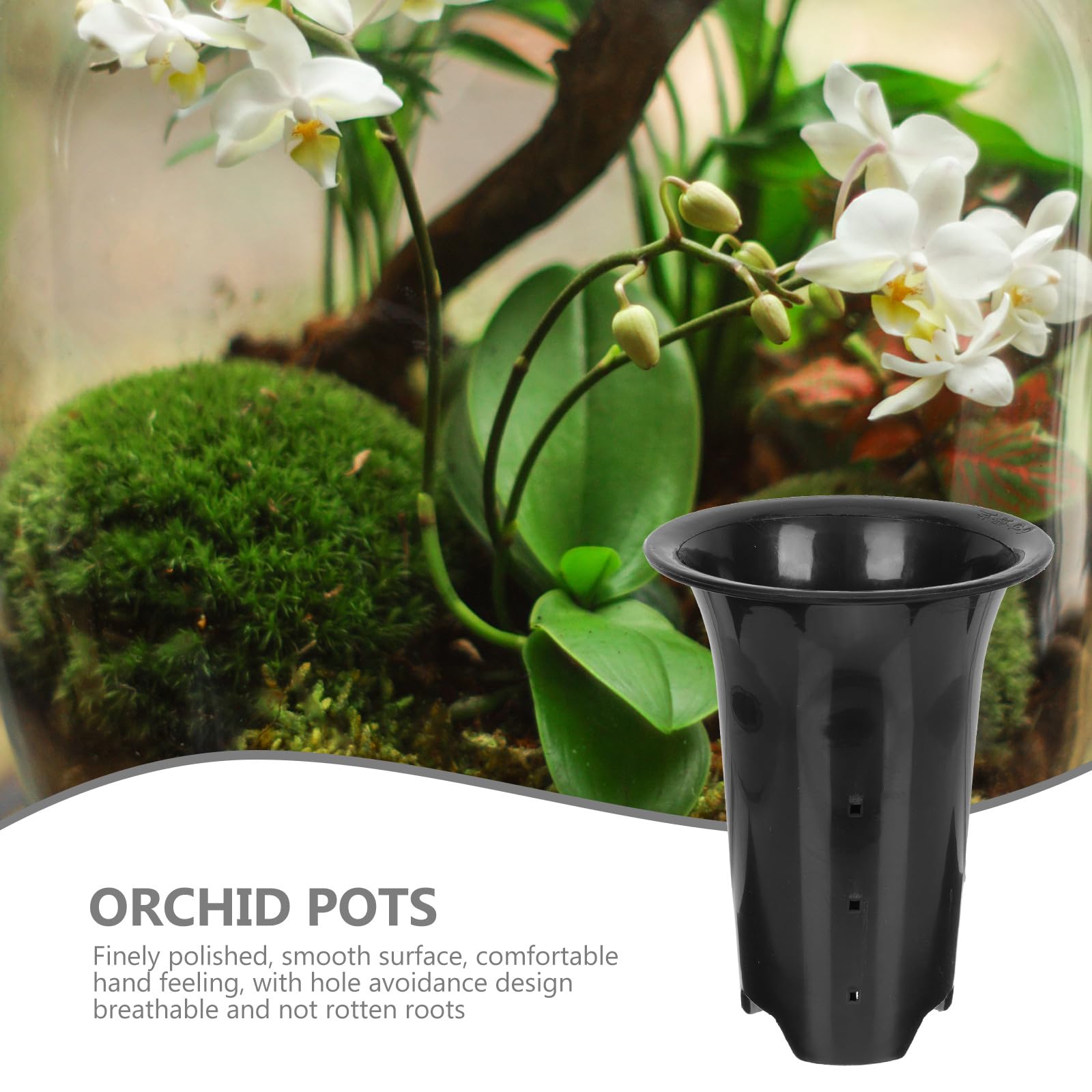 DOITOOL 10 Pcs Pots de Plantation pour Orchidées Noirs en Plastique Épais Contrôle des Racines, Design Simple et Surface Respirante, pour Jardin et Intérieur