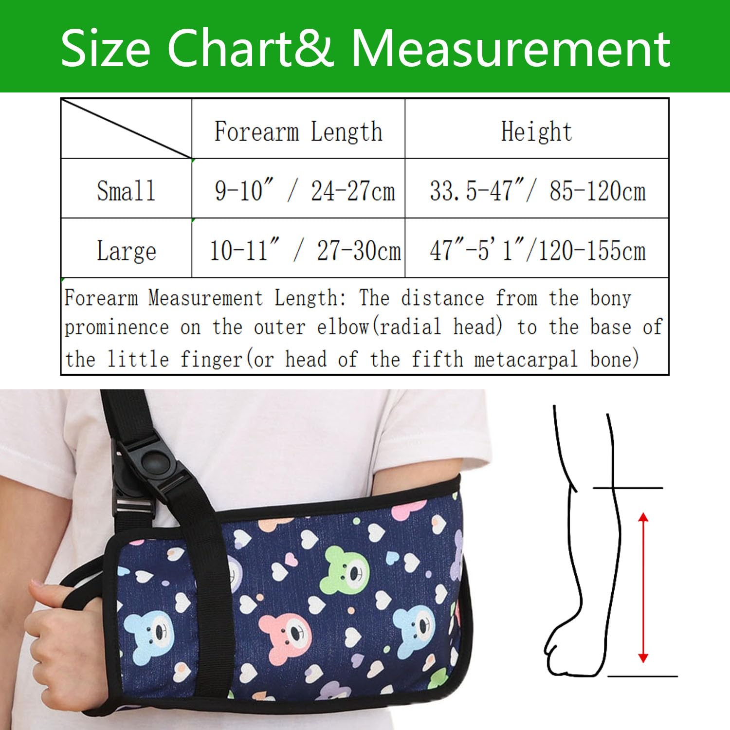 Pediatric Arm Sling for Kids - Adjustable Child Shoulder Immobilizer Brace for Broken Collarbone, Post-Surgery Support, Exquisite Printed Sling with Blue Bear Design (Small)