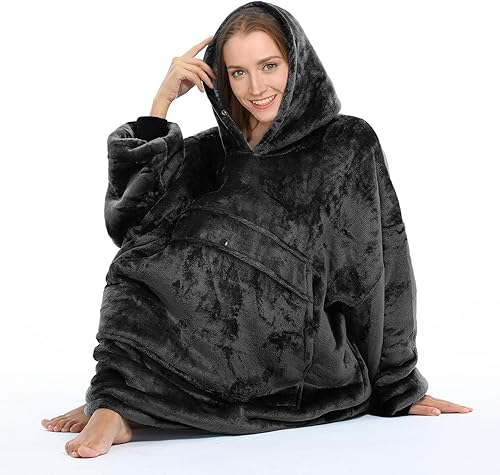 Miniatura 5 de Solaris - Sudadera tipo manta con capucha, cálida, supersuave y acogedora, bolsillo para mascota, de sherpa, unisex, con bolsillo grande, el mejor