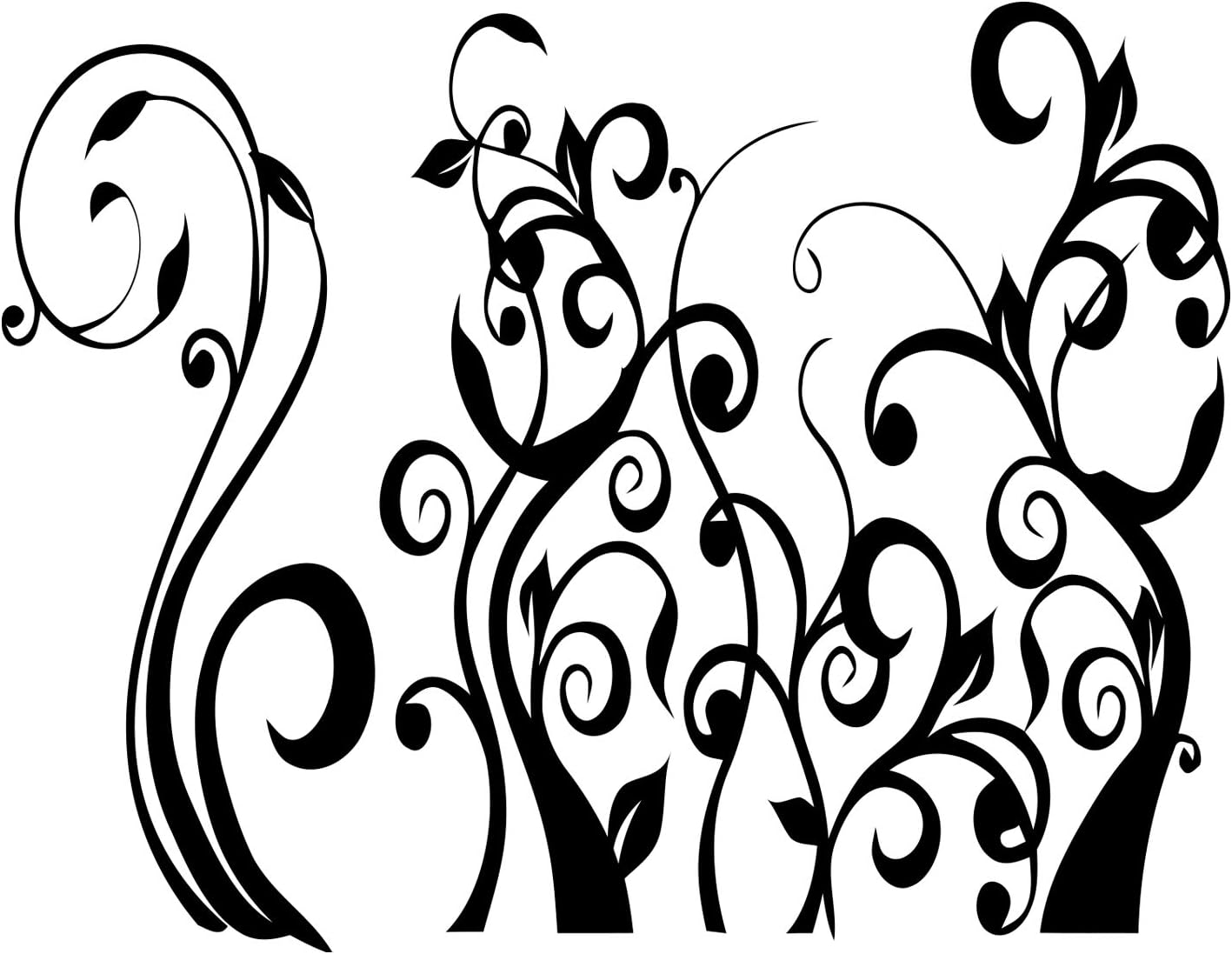 Swirl Flower Floral Garden Vinyl Wall Decal Sticker. #416A (74in W X 40in H).