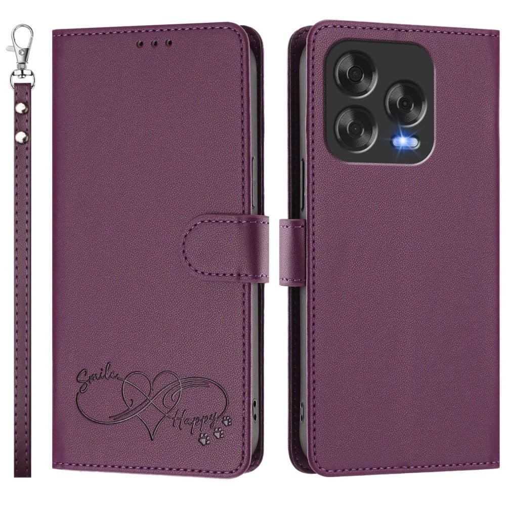 Housse Nokia HMD Pulse violette anti rayure étui portefeuille à rabat - 8