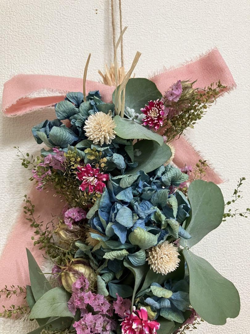 アナベル紫陽花縦長ガーランド 縦長スワッグ