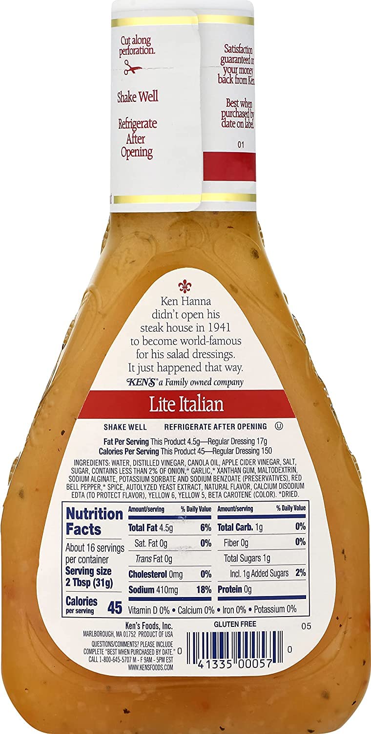 Ken's Steak House Lite Italian Dressing & Marinade, 16 Fl Oz (Pack of 6)