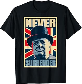 Winston Churchill Never Surrender British Flag Propaganda T-Shirt