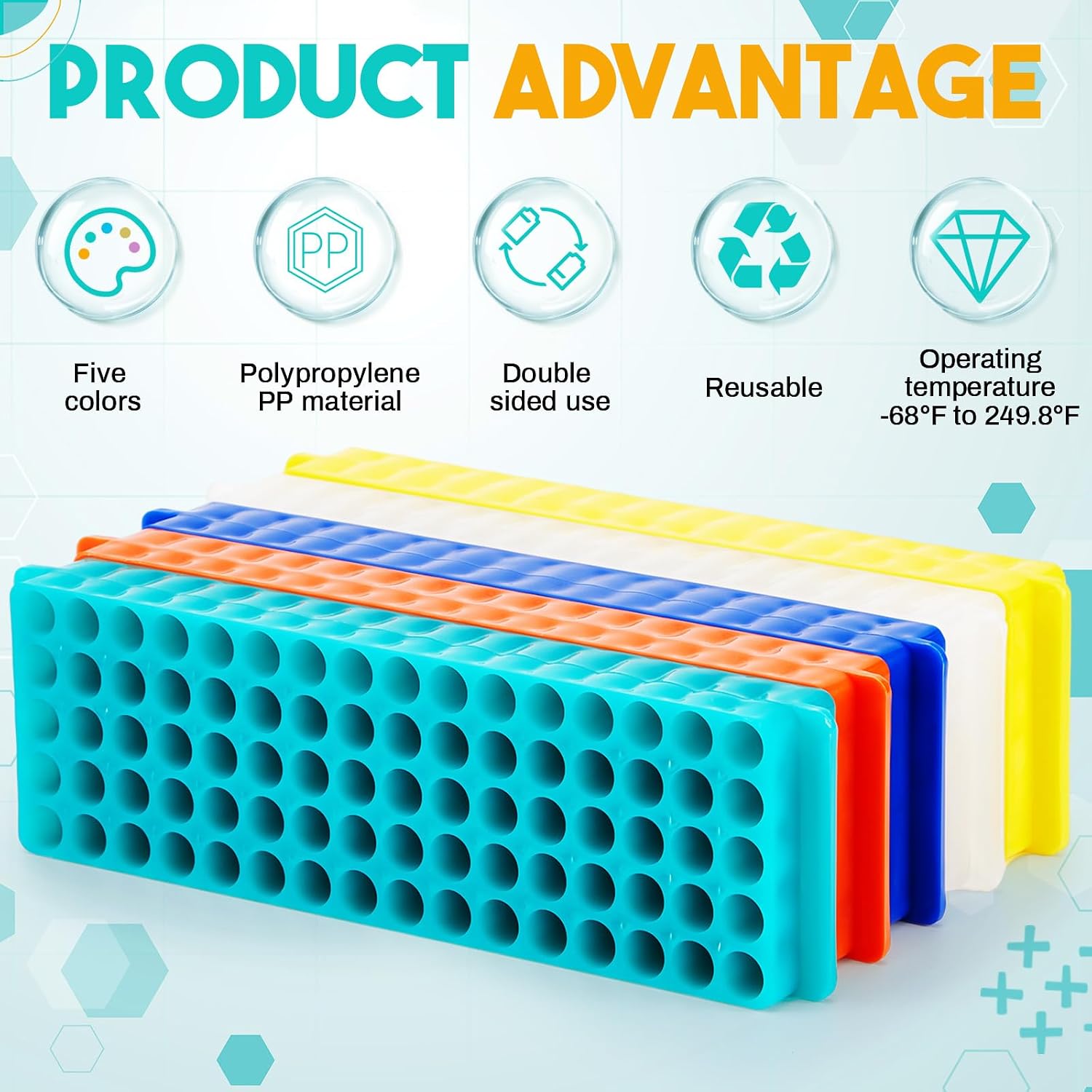 10 Pcs Tube Rack Microcentrifuge Tube Rack Double-Sided Plate 80 and 60 Holes Vial Rack Test Tube Holder Polypropylene for 0.2ml-2ml Centrifugal Pipe, Assorted Colors