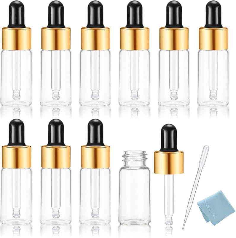 Elfenstall Frascos de Vidro Transparente com Conta-Gotas, 10 mL, Pacote com 10 e acessórios