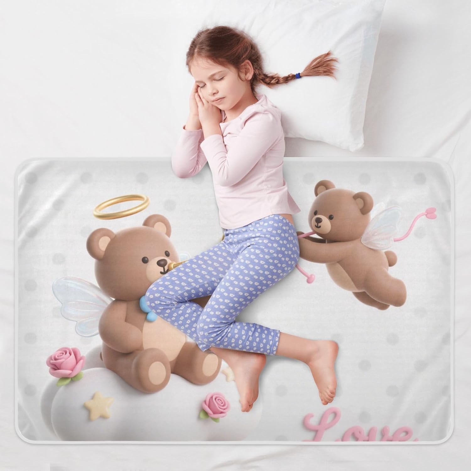 Cartoon Cute Brown Bear Extra Large Resuable Training Pee Pads for Kids Highly Absorbent Potty Training Mattress Pad Skin-Friendly Incontinence Pads for Kids Bedwetting , 52" L x 34" W