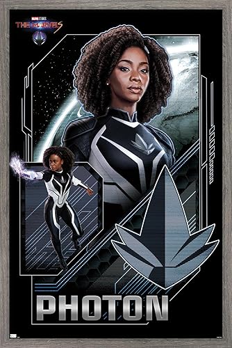 Miniatura 1 de Trends International Marvel The Marvels - Póster de pared con fotón, 14.72 x 22.37 pulgadas, versión enmarcada de madera de granero