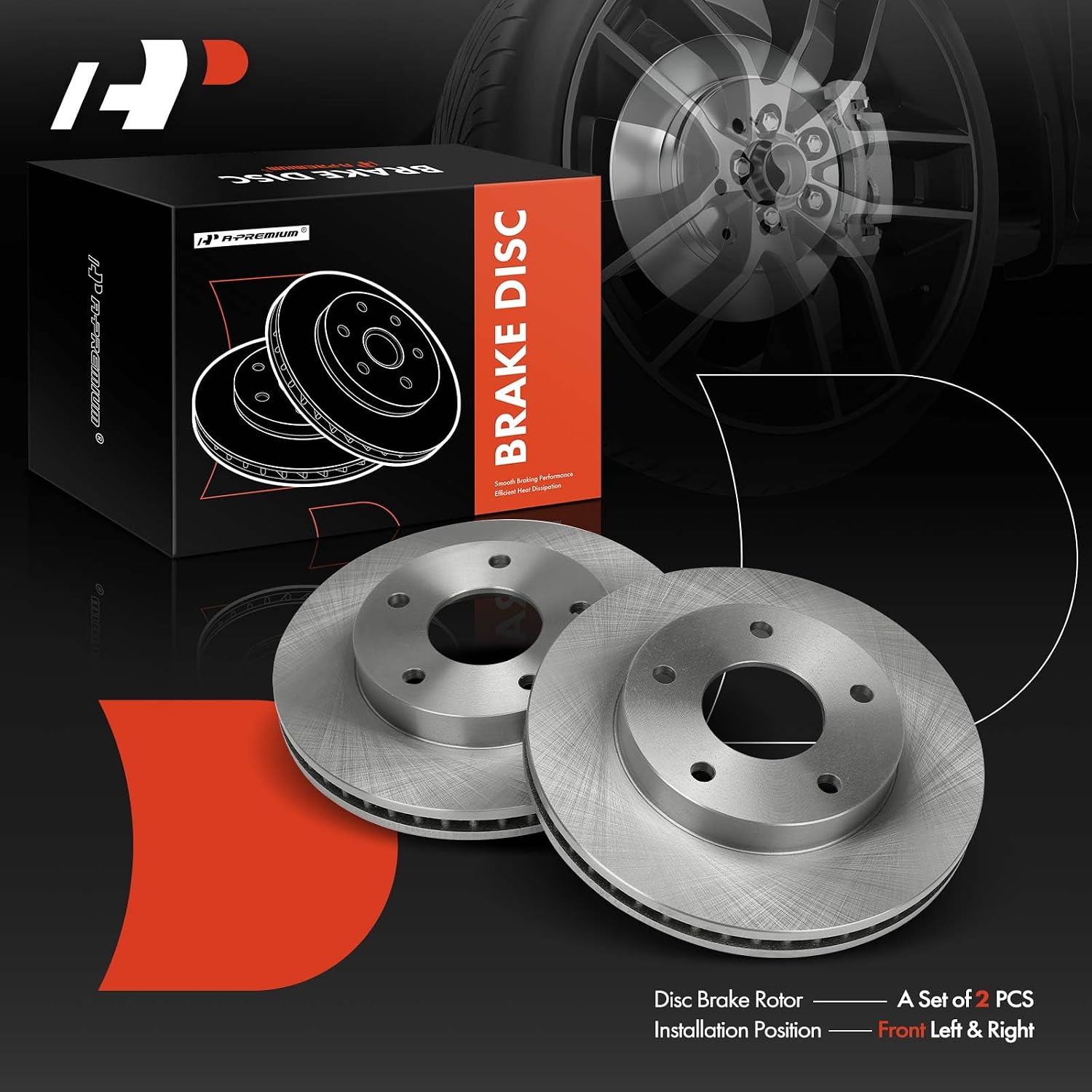 A-Premium 10.50 inch (267mm) Front Vented Disc Brake Rotors Compatible with Select Chevy, Cadillac, GMC, Oldsmobile and Buick Models - Blazer, Jimmy, Typhoon, Syclone, S10, Riviera, Seville, 2-PC Set