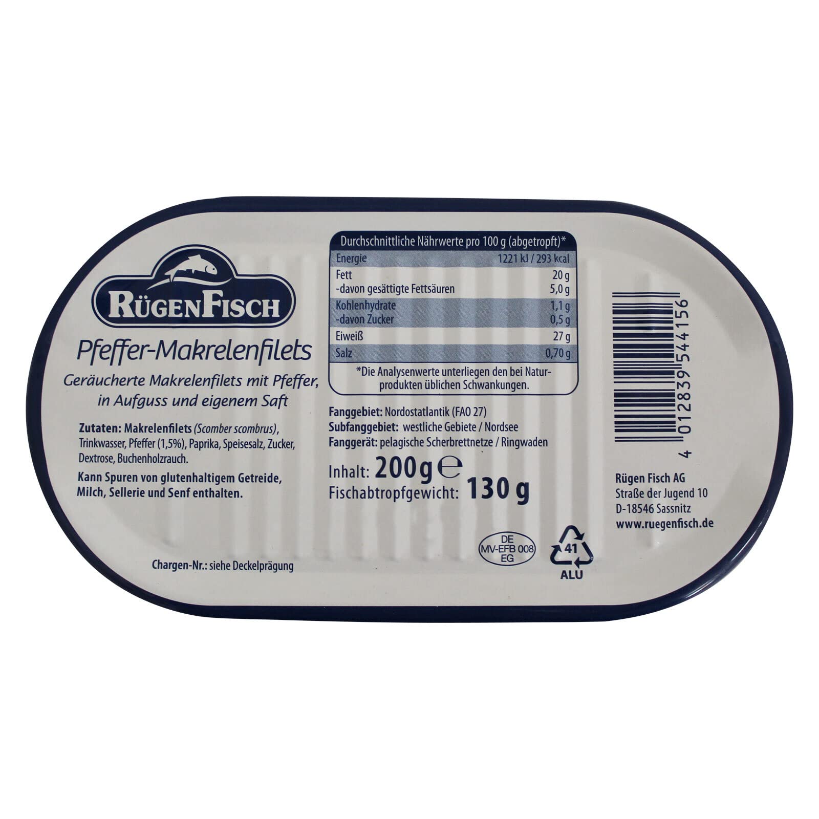 19er Pack Rügen Fisch Pfeffermakrelenfilets 19 x 200 g Makrelenfilet
