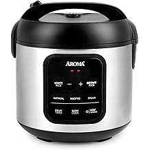 AROMA Digital Rice Cooker, 4-Cup (Uncooked) / 8-Cup (Cooked), Steamer, Multicooker, Slow Cooker, Oatmeal Cooker, Auto Keep Warm, 2 Qt, Stainless Steel Exterior