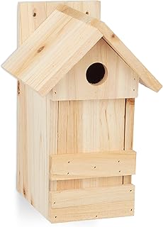 Relaxdays Nesting Box for Birds, for Hanging, Untreated Wood, Escape Hole Diameter 2.8 cm, 25 x 16 x 14 cm, Natural product image