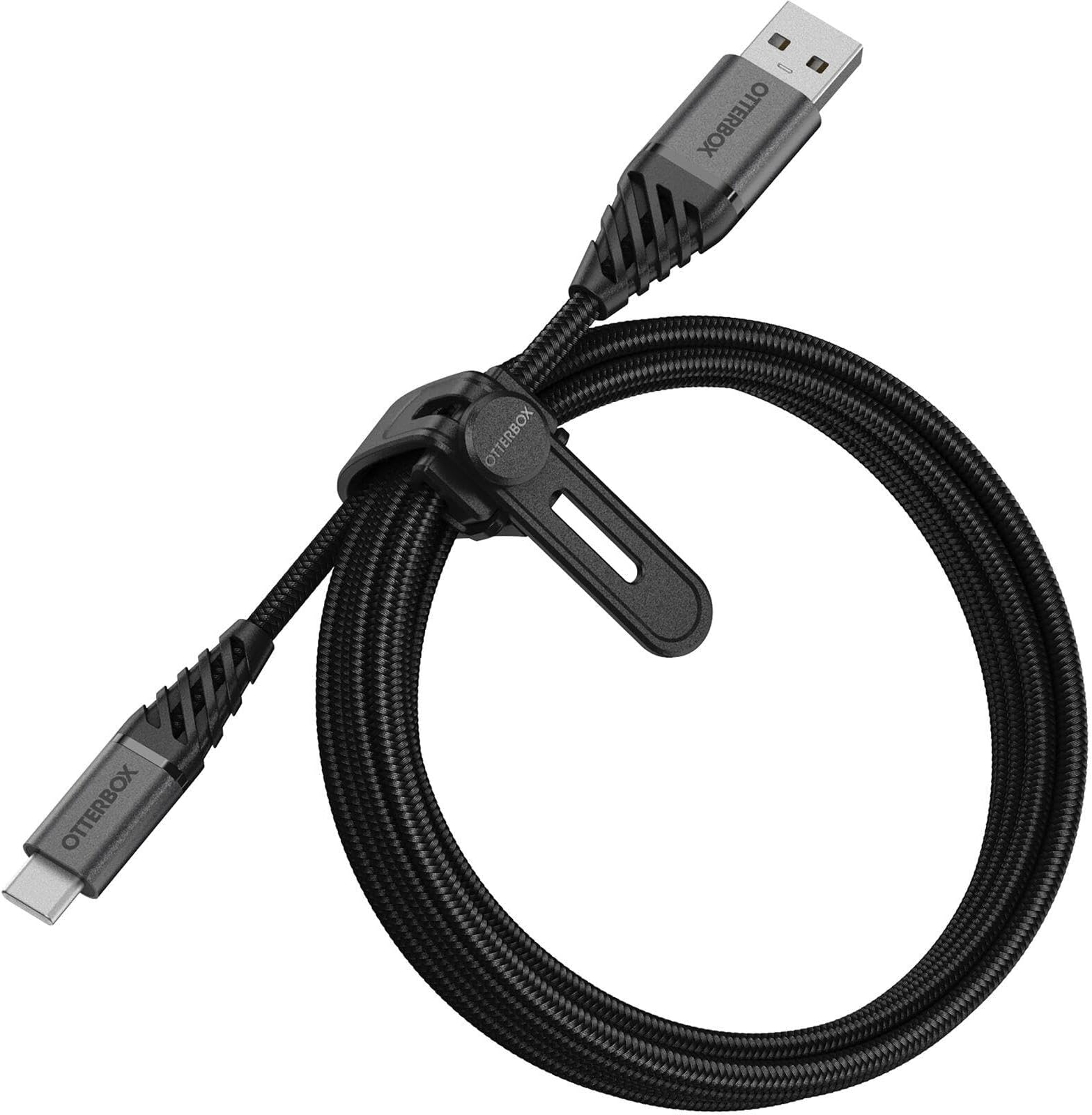 OtterBox Premium Reinforced Braided USB-A to USB-C Cable, Charging Cable for Smartphone and Tablet, Ultra-Rugged, Bend and Flex Tested, 2M, Black