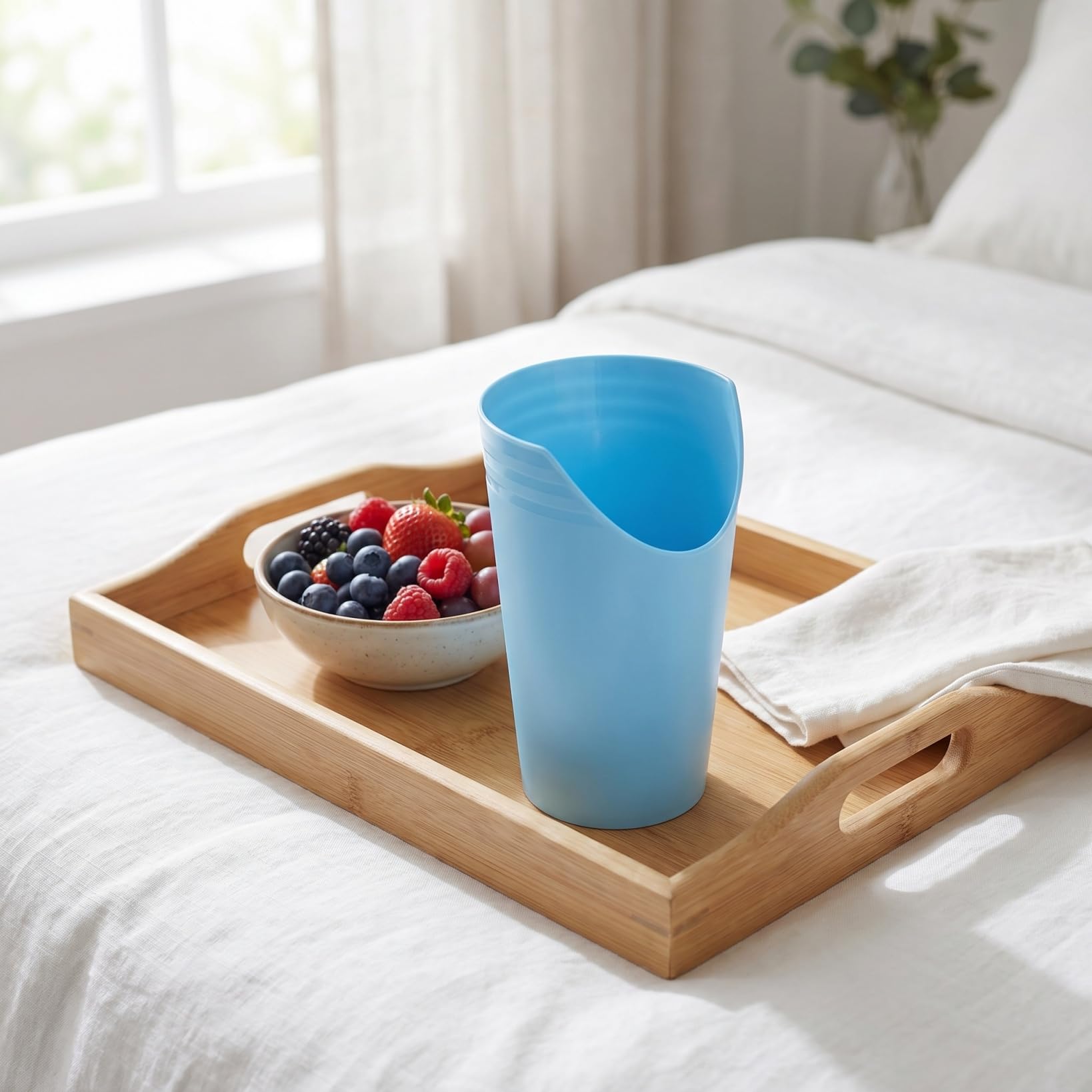 2 Pièces Gobelet à Découpe Nasale - Verre de Soins pour Personnes Âgées et Alitées, Tasse Anti-Renversement Dysphagie, Aide à Boire Ergonomique pour Adulte Handicapé