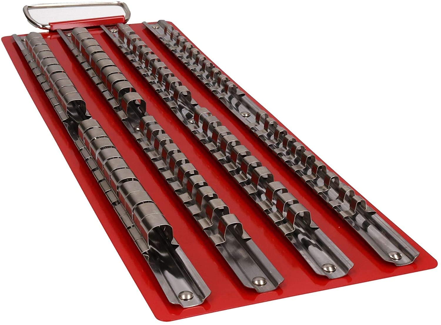 Lll Red Large 80Pc Socket Rail Tray Rack Storage Shallow Deep 1/4" 3/8" 1/2" Ct0736