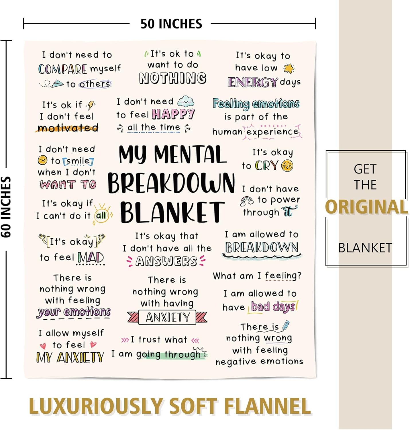 Craftique My Mental Breakdown Blanket, Anxiety Relief Items, Emotional Healing Support Blanket, Mental Health Awareness/Gifts for Women Men, Therapy/Counseling Office Must Haves/Decoration, Therapist - Image 8