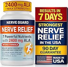 Nerve Relief Neuropathy Sciatica Support Supplement with 2400 mg Alpha Lipoic Acid to Reduce Nerve Discomfort in Feet Hands Toes & Feet – 2400mg ALA, B Vitamins, Magnesium, Turmeric – 60 Capsules
