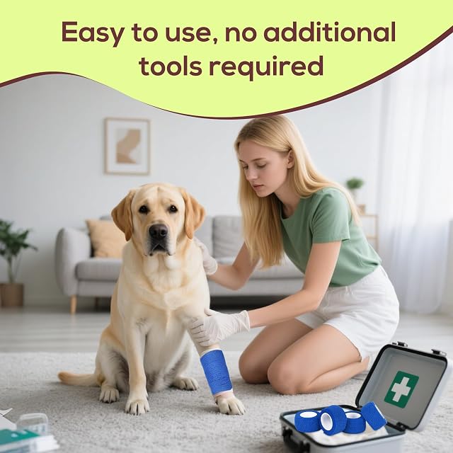 Foto 6 de 7 de Cozary 12 Rollos de Venda Autoadhesiva Elástica para Mascotas, 2.5cm x 4.5m Esparadrapo Deportivo