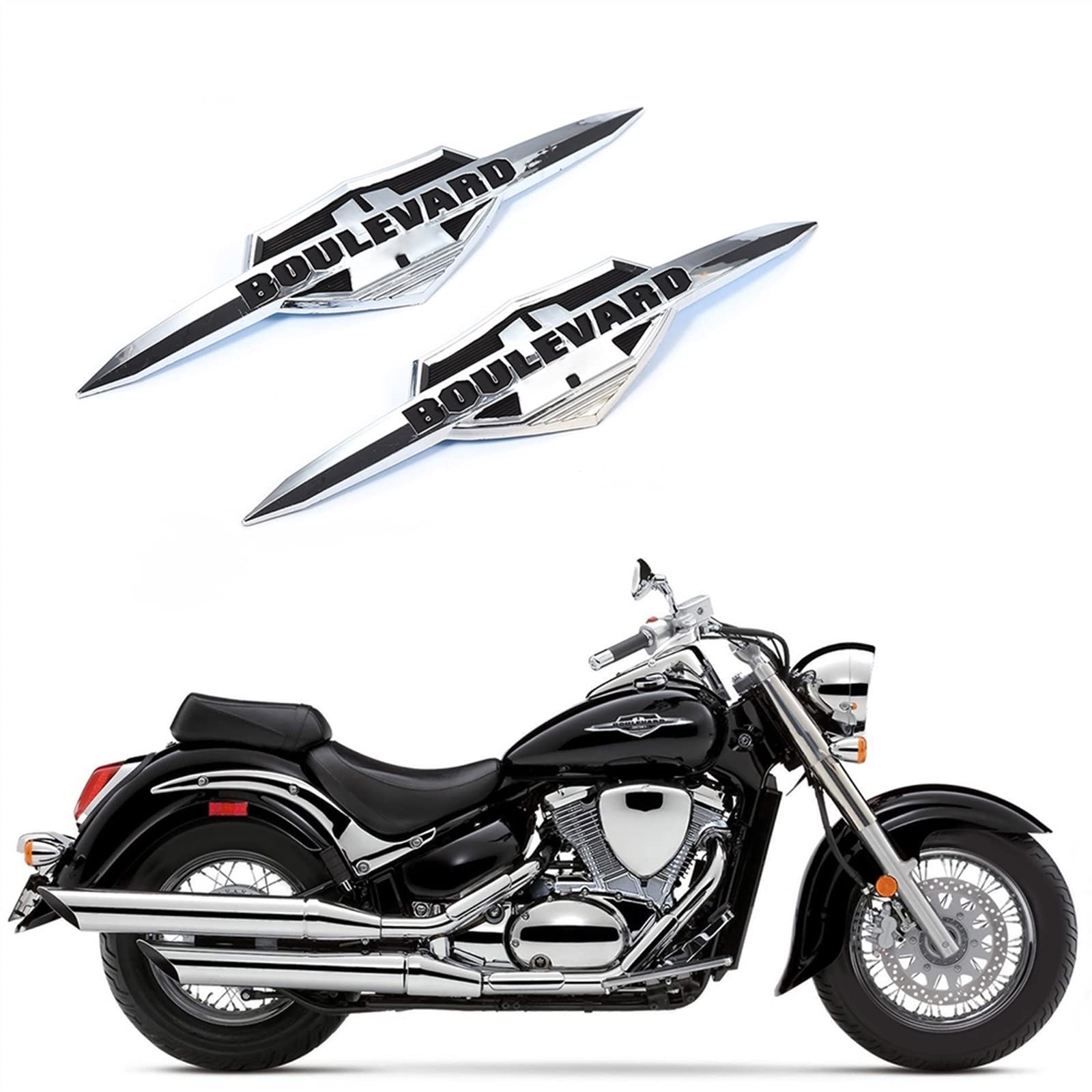 Flyife One Color Motorcycle 3D Emblem Badge Decal Fuel Tank Sticker Tank Pad Protector Decal For Suzuki Boulevard C50 M50 C90 M90 C109r M109r Accessories