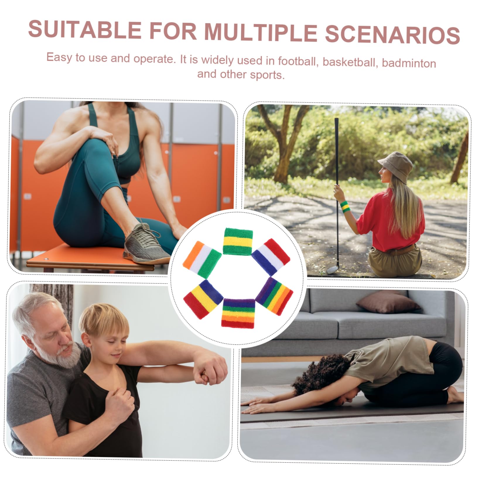 BESTYASH 12PCS Breathable Sports Wrist Protectors Elastic Basketball Volleyball Wrist Sleeves for Fitness Weightlifting Everyday Wear Durable Comfortable Design Multi