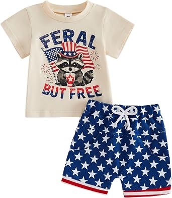 Hnyenmcko Baby Boy 4th Of July Outfit American Flag T-Shirt Tops Elastic Shorts Independence Day Toddler Boy Summer Clothes