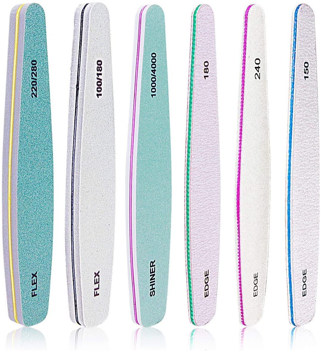 Premify Professional 6Pcs Acrylic Emery Boards Nail Files Set,Nail Buffer Block for Grit Nail File Pack/Natural/Gel Nails Polish For Manicure&Pedicure.