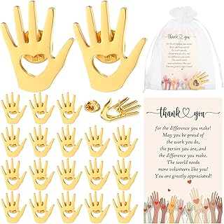 Employee Appreciation Gifts Volunteer Inspirational Gold Hands Lapel Pin Thank You Cards with Bag Recognition Gifts for Activity Professionals Week Teacher Team Staff Social Worker
