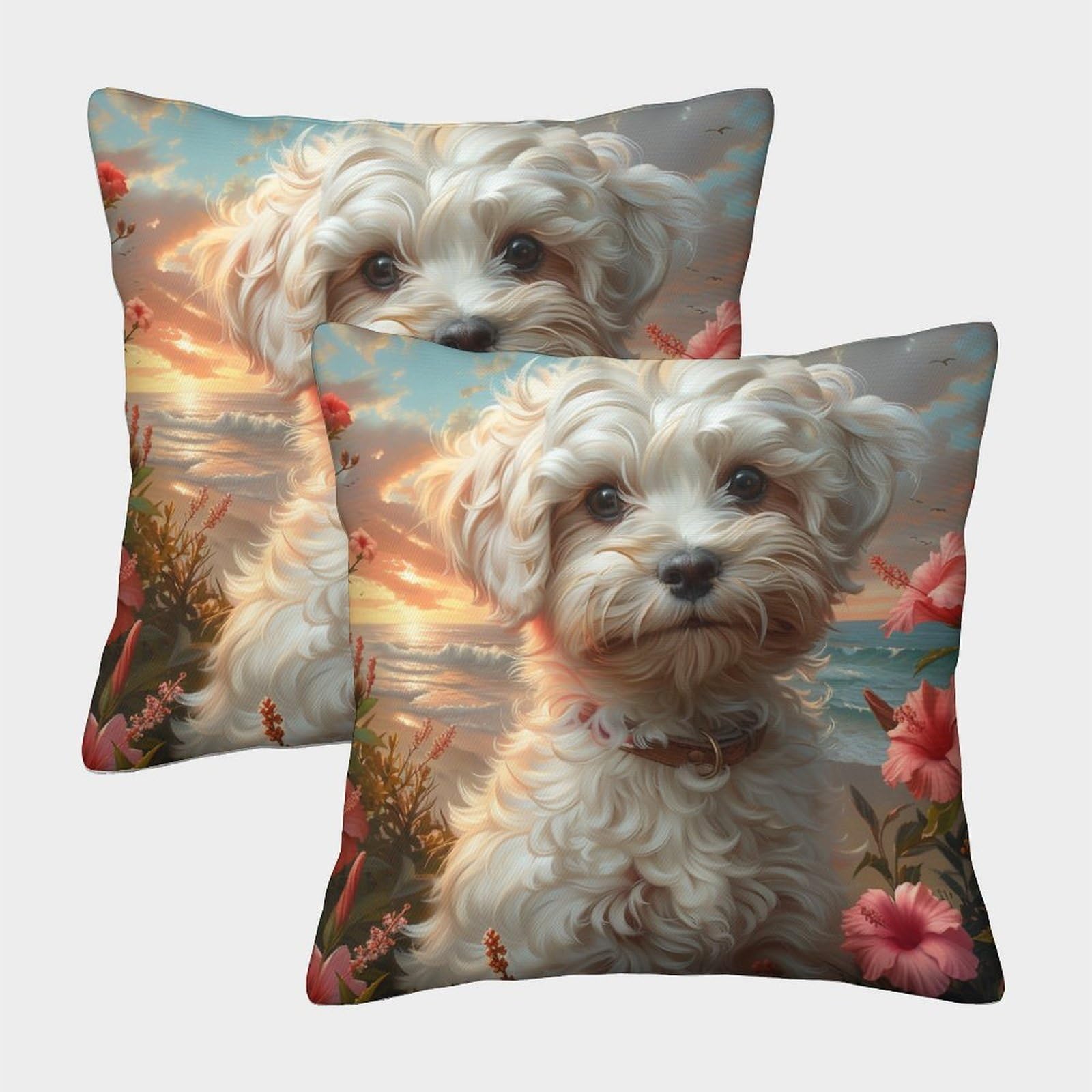 kaiyun 2 Pack Cute Dog Pillow Case 40x40cm Throw Pillow Case,Modern Decoration Pattern for Terrace Sofa Bedroom Indoor Outdoor Party