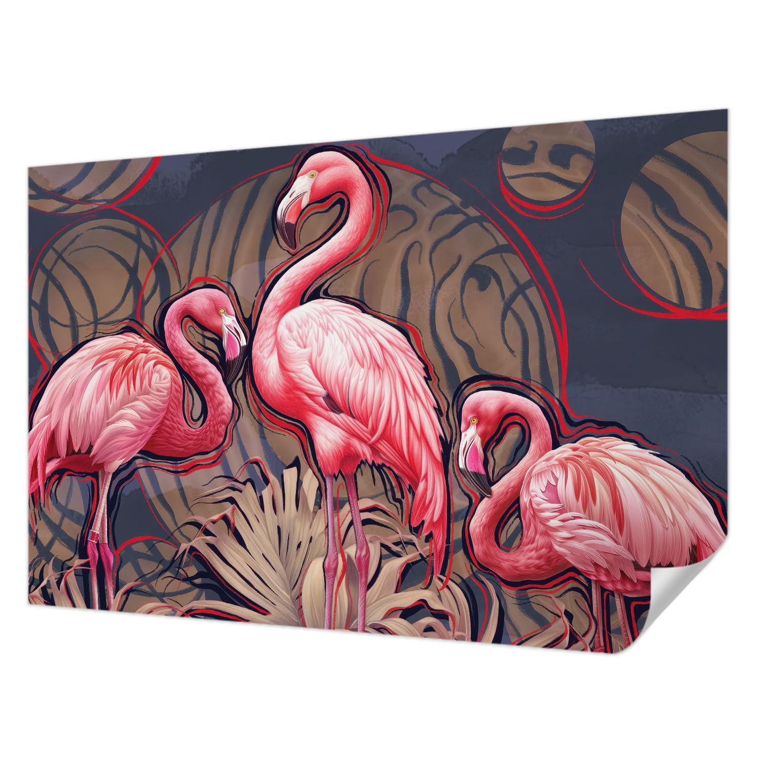 Papier peint de salon moderne avec flamants roses Tulup 104x70 cm