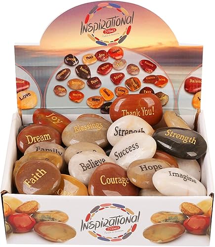Miniatura 5 de ROCKIMPACT 50 piedras grabadas con diferentes palabras, piedras inspiradoras a granel, piedras de fe zen, piedras de gratitud, piedras de oración