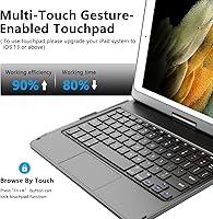Vista 2 de TQQ Touch for iPad 9th Generation Case with Keyboard (10.2", 2021), Multi-Touch Trackpad, 360° Rotatable Protective Cover for iPad Keyboard Black