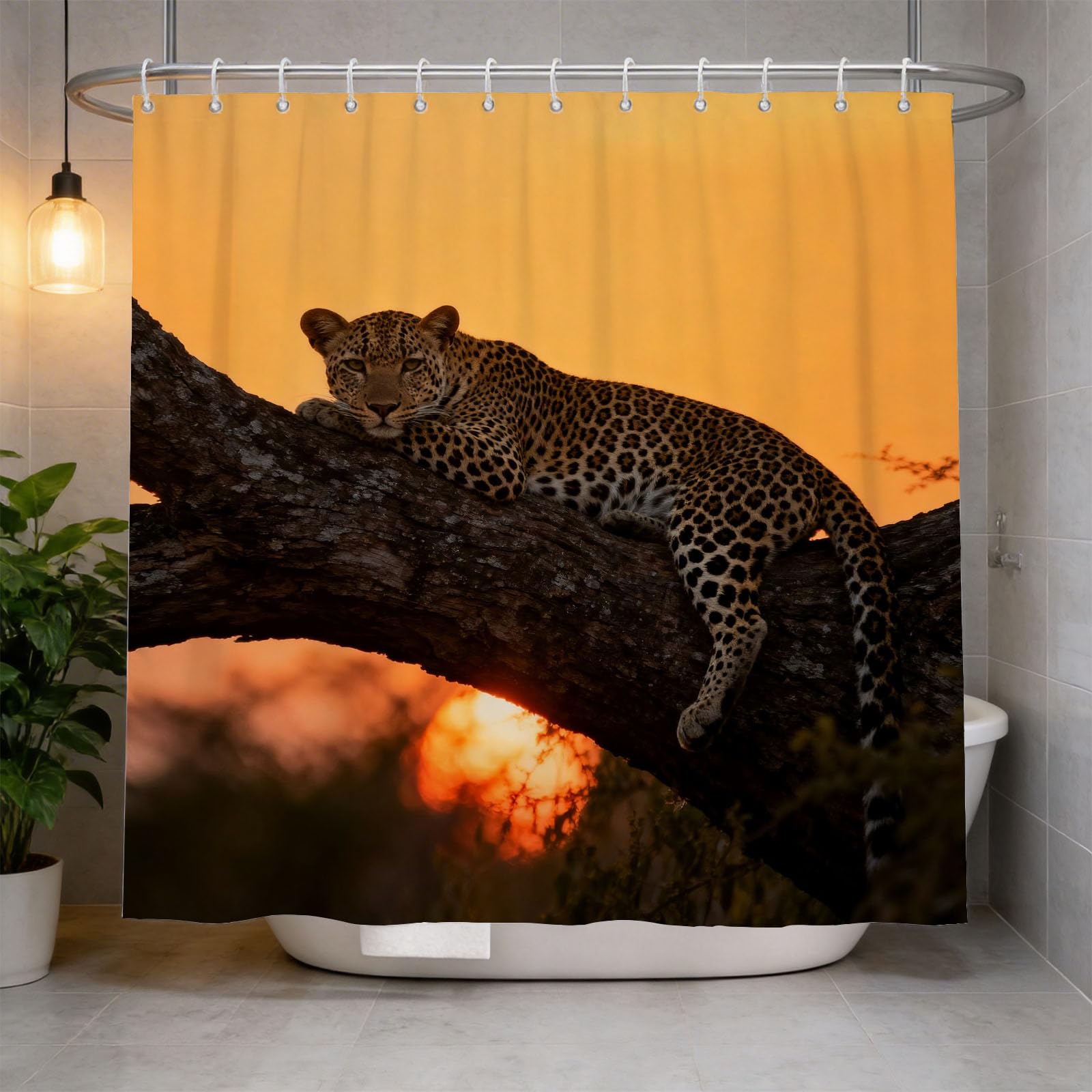 Hongduo 3D Panther Shower Curtain for Stalls Bathtubs Wild Animals Bathroom Decor Shower Curtain Set Polyester Fabric Waterproof 180x180cm/71X71 Inch with Hooks